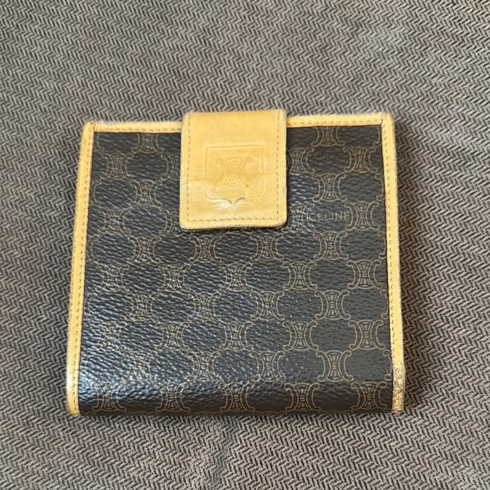 Celine Monogram Wallet in Brown and Yellow